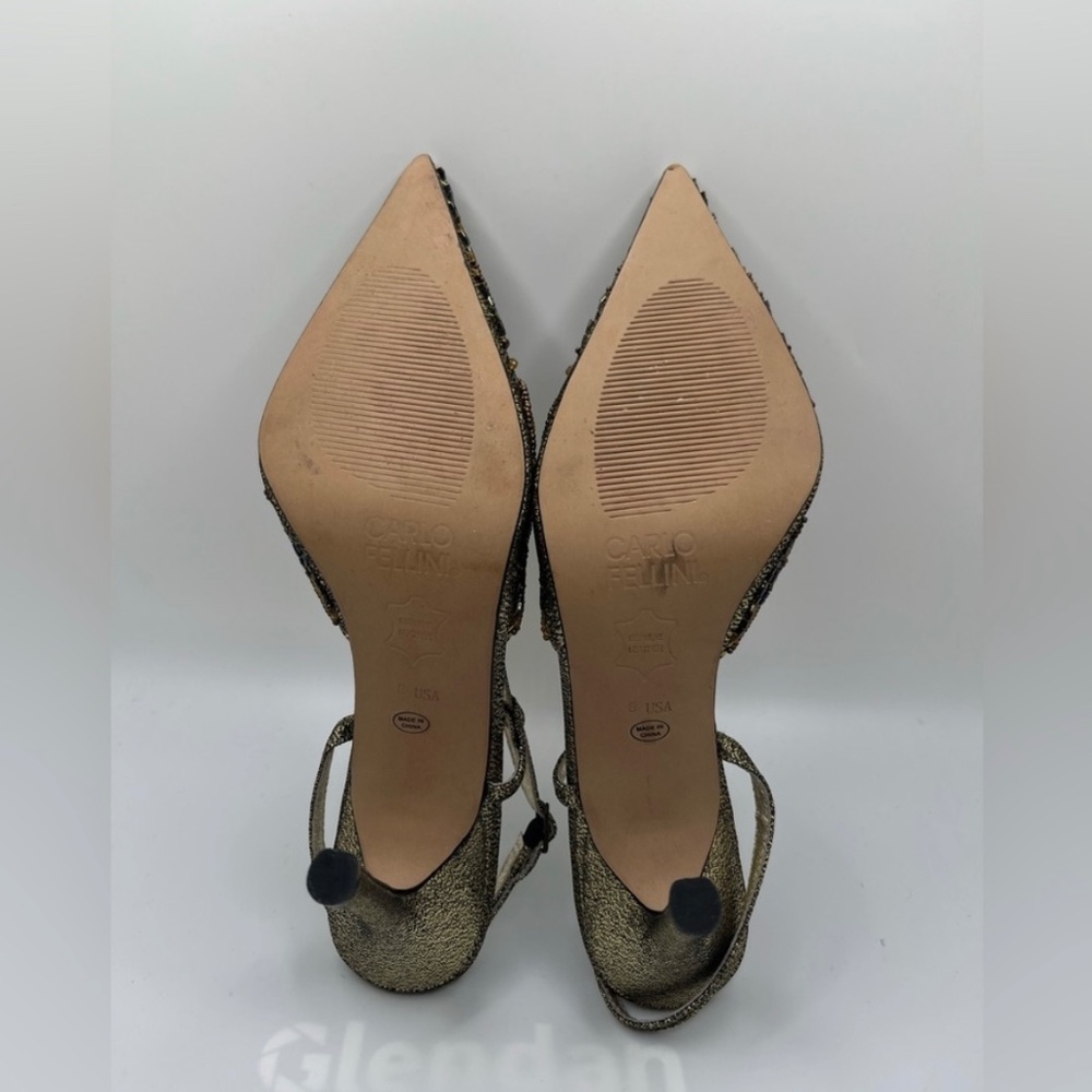 Carlo Fellini Women’s Lyli Nightlife Sequin Slingback Gold Shoes Size 8 - Picture 9 of 10